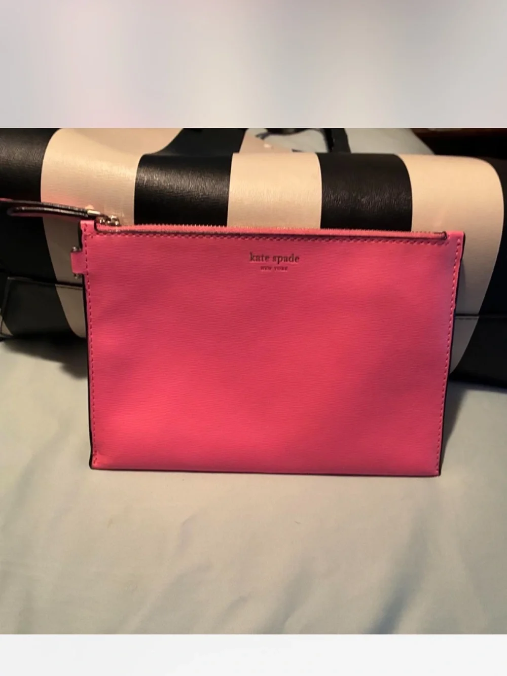 kate spade Molly striped tote and pink Wristlet